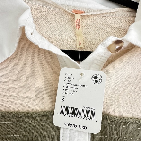 Free People Blair Sweatshirt Dress In Oatmeal Combo sz Small NWOT Oversized Fit - Picture 8 of 9